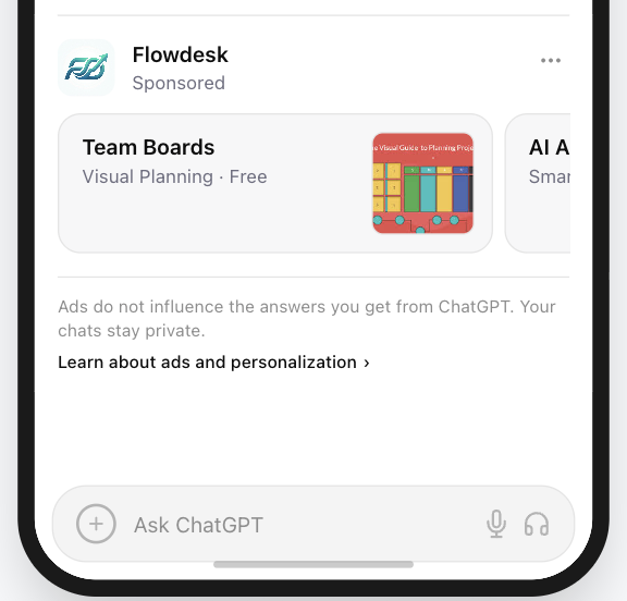 Ad image with weak recognition signals and less useful color meaning for conversational ads
