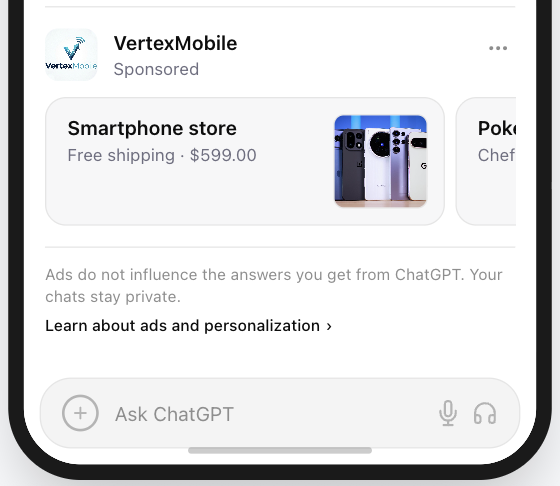 Ad image with a weak silhouette that becomes hard to recognize in conversational ad placements