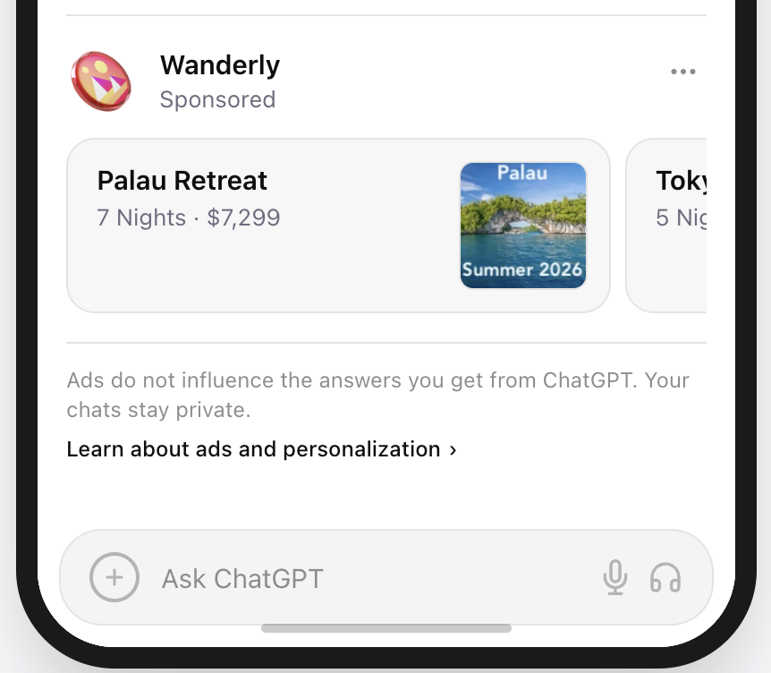 ChatGPT ad image with short supporting text that stays readable at small sizes